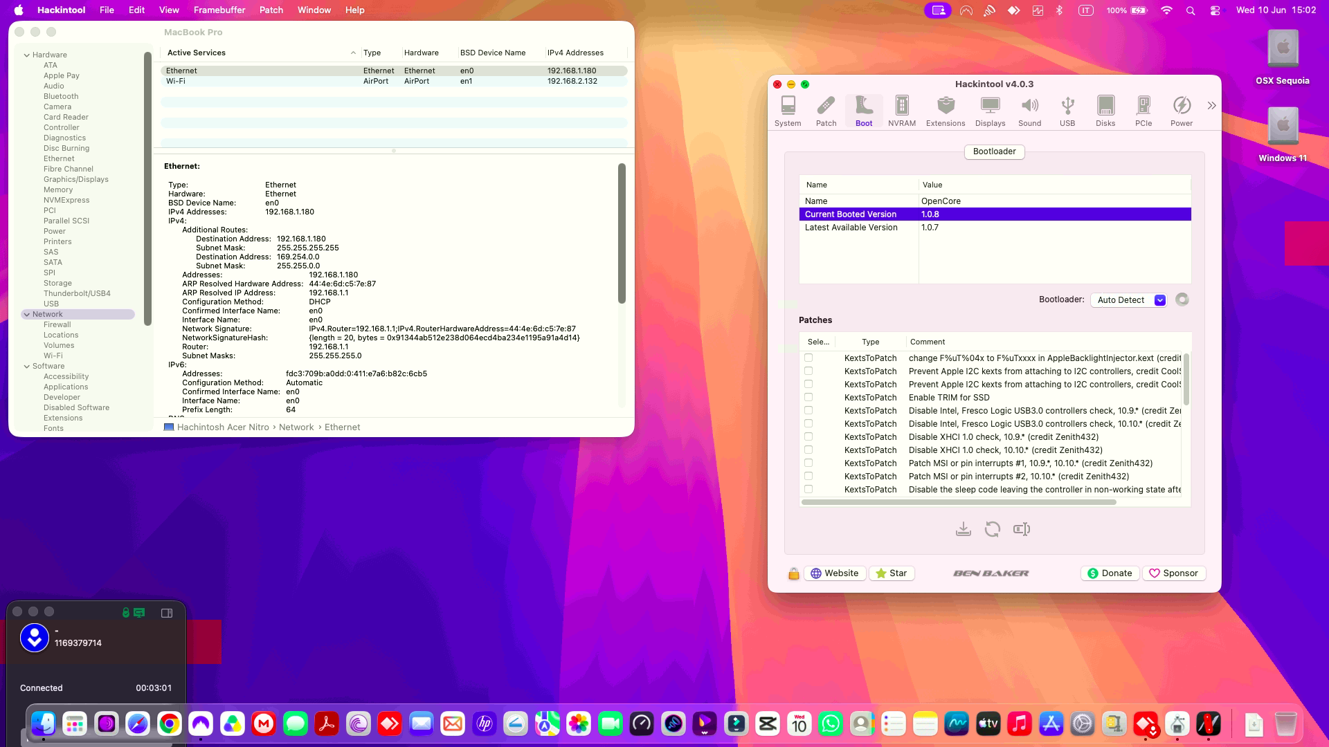 Acer Nitro 5 AN515 52 79ML 2nd [CoffeeLake   Intel UHD 630 + I2C]   OpenCore 7